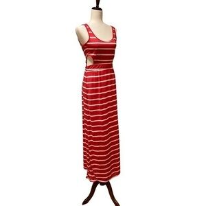 NEW Maxi Dress with Cutouts Red Sundress Womens Medium NWT Feathers Girl